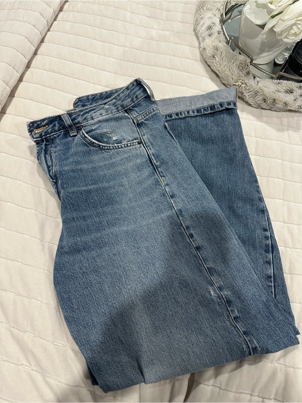 Zara Mid rise Baggy folded Women's Jeans